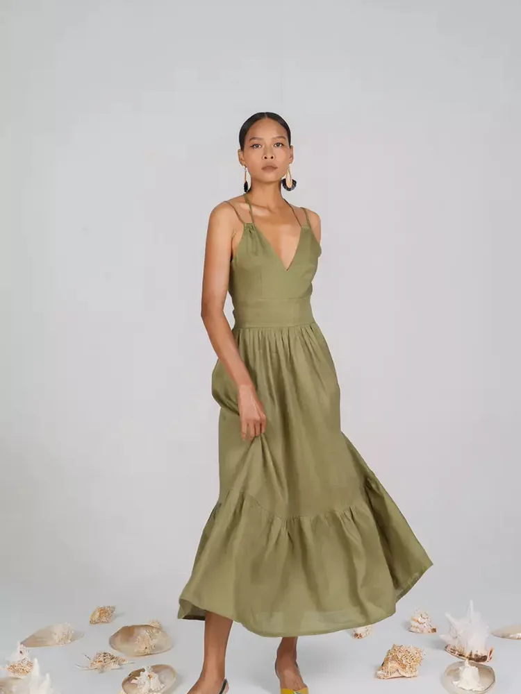 Lady Deep V-Neck Long Casual Linen Dress Special을 특별하게 만드는 이유는 무엇입니까?